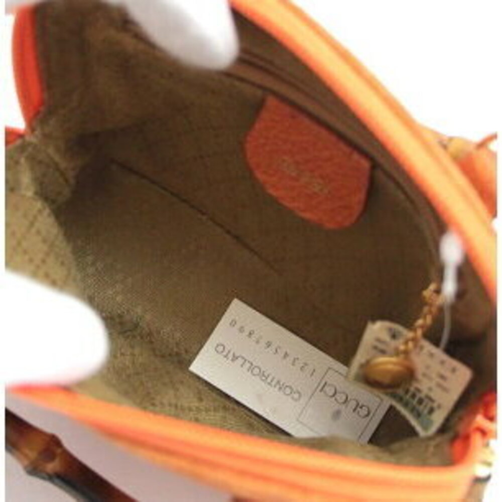 Gucci Bamboo Handbag Suede Leather Orange - Picture 6 of 6
